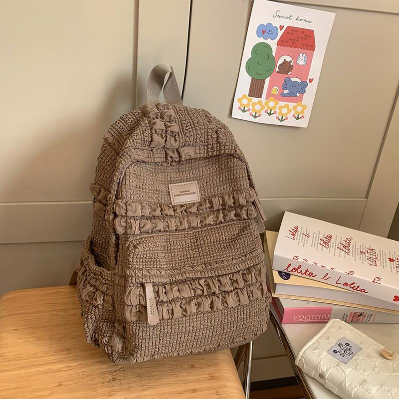 Nylon Sweet Style College Backpack With Macaron Colors For Girls And Teens