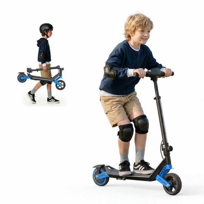 Elektrischer Kinderroller 6" AGILERIDE AT-B3B, 150W Motor, 3 Geschwindigkeiten, Bunte LEDs, 6-12 Jahre, Blau, Roller für Kinder