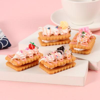 Cream Biscuit Model Cream Biscuit Key Ring Cartoon 3D Food Key Chains  Backpack Ornament