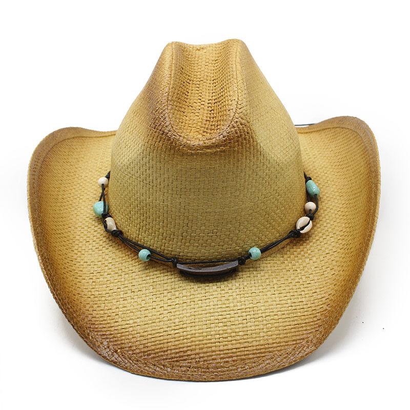 One-Word Top Western Cowboy Hat Knight Hat Sunshade Sun Protection Retro Style Straw Hat Spring And Summer