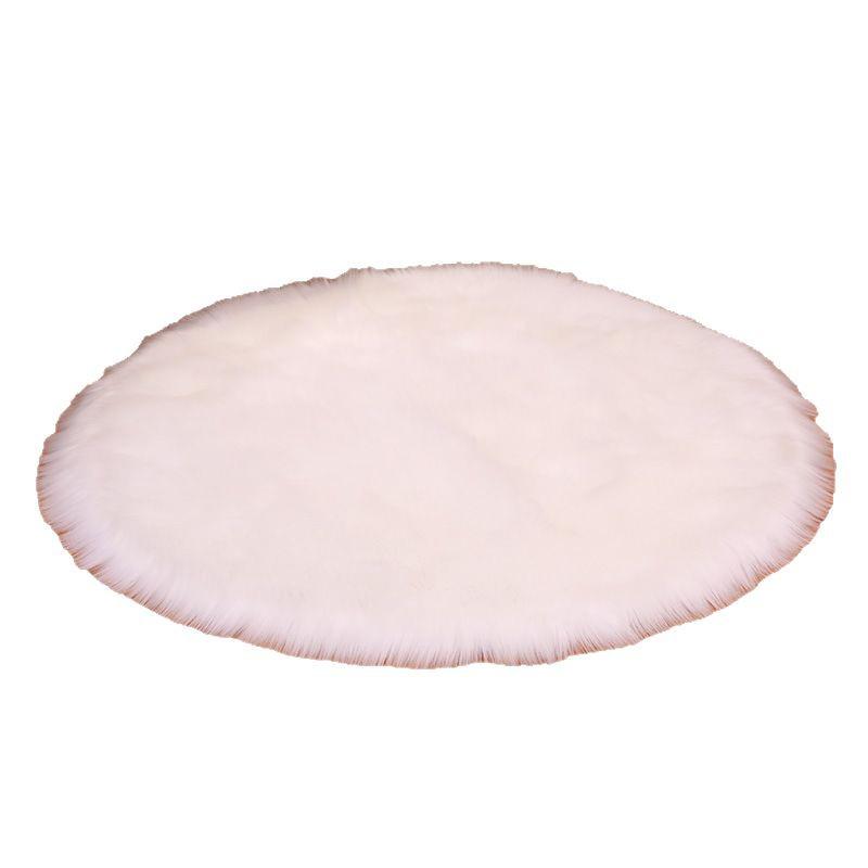 Round Plush Imitation Wool Rug - Versatile Mat for Windows, Bedside, Living Rooms, and Bedrooms