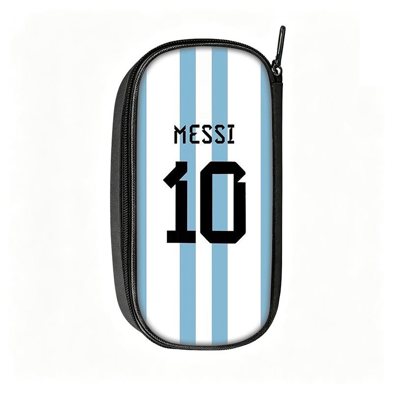 Voetbalster Pennenbakje M-Messi Patroon Leer Potlooddoosje Beste Cadeau make-uptas Student Reis Voetbal Sport Potloodtasje
