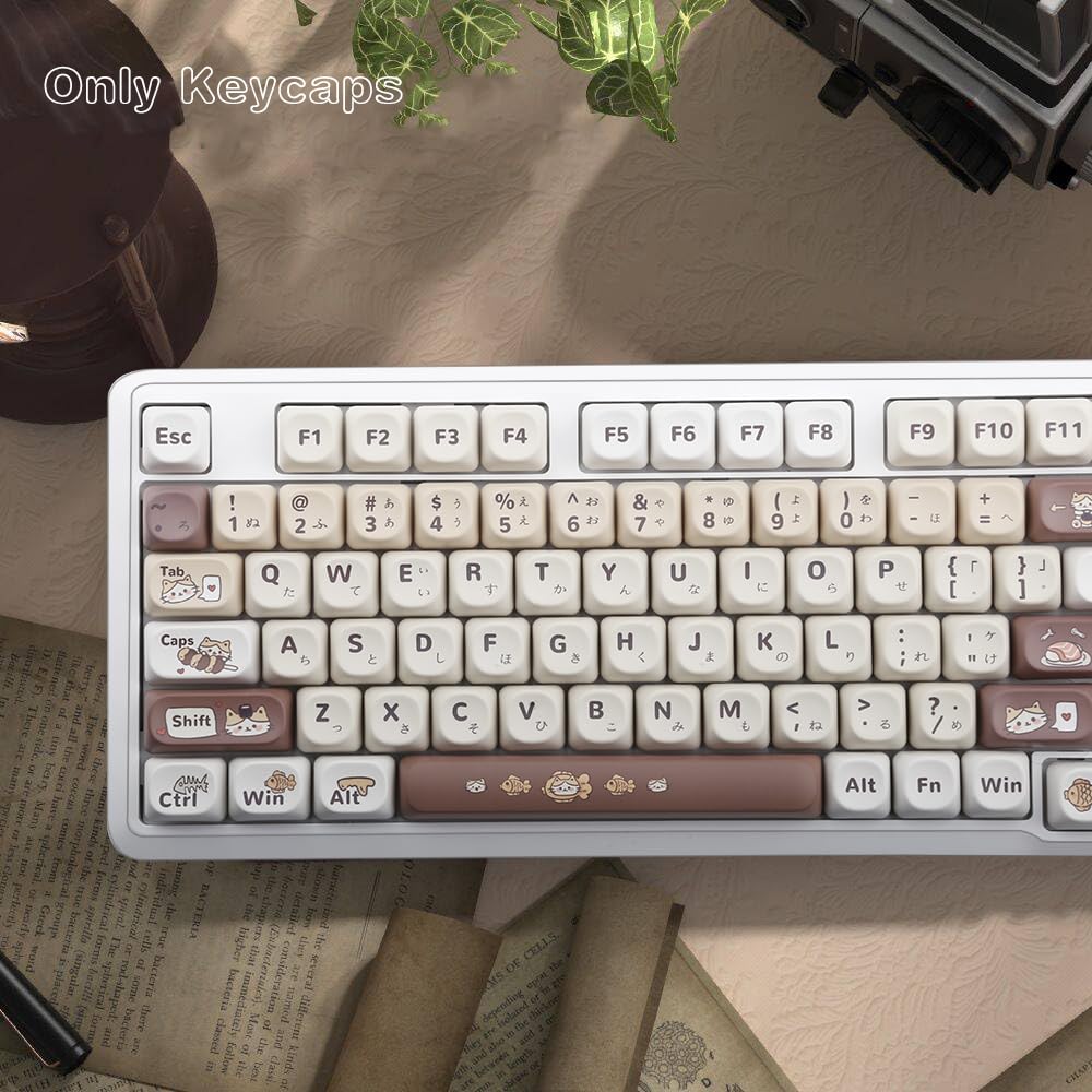 Teclas PBT Tema Gato Sushi Japonês 5 Lados Dye Sublimation para AULA e Teclado Mecânico MX Switch Conjunto de 134 Teclas - Teclado F75/F99/S98/K668/S-K80,