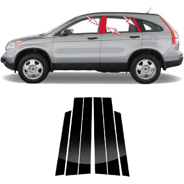 6pcs for Honda CRV(2007-2011) Black Car Window Center Pillar Stickers Window Trim Protect The Center Pillar Prevent Scratches Car Tuning Accessories