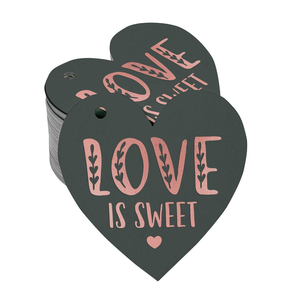 Inkdotpot 100 Pack Real Silver Foil Paper Tag Love Is Sweet Wedding Favor Hang