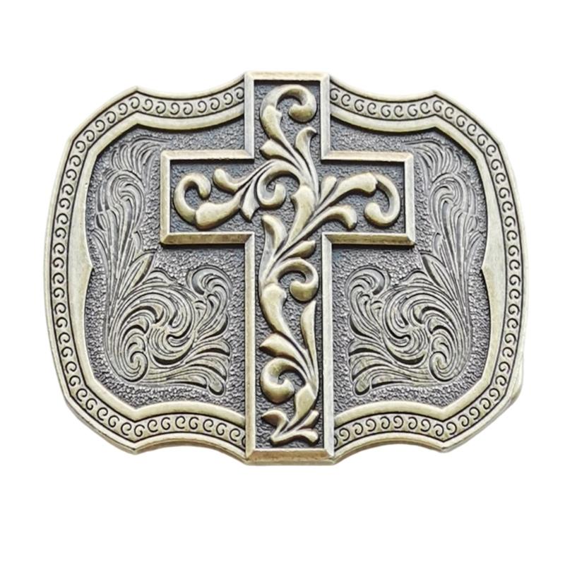 Retros Crosses Belt Buckles Durability Alloys Materials Belt Buckles for Daily Commute and Leisure Activity