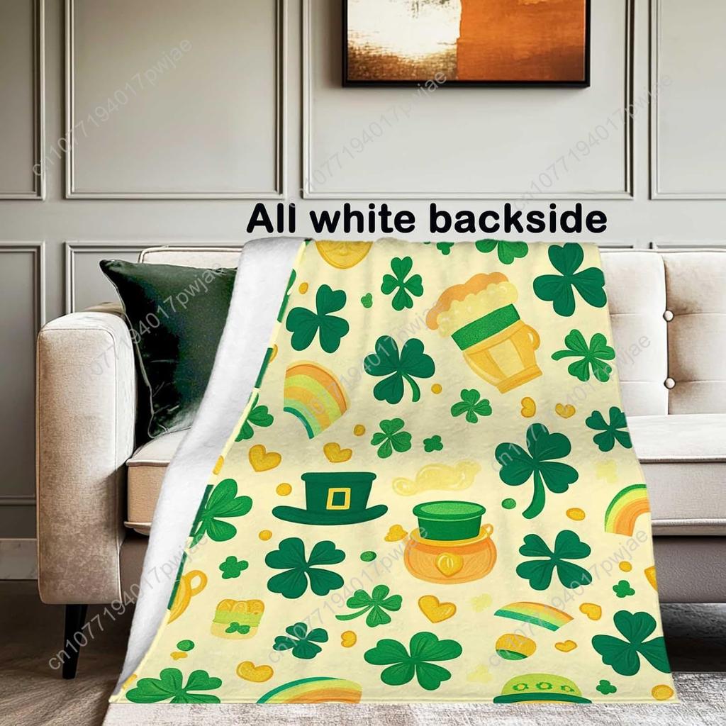 Shamrock Pattern Blanket for St Patrick's Day Festive Green Throw with Colorful Accents Perfect for Living Rooms Custom blankets