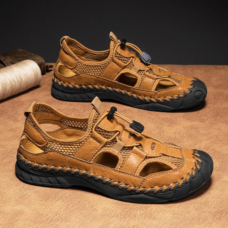 Fashion New Men's Sandals Summer Mesh Breathable Casual Shoes Anti Slip Beach Shoes Fashion Quality Outdoor Roman Style Walking Shoes