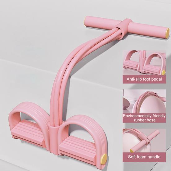4-Tube Pedal Resistance Band with Handle Multifunction Tension Rope Yoga Sit-up Training Pedal Puller Body Stretching Trainer