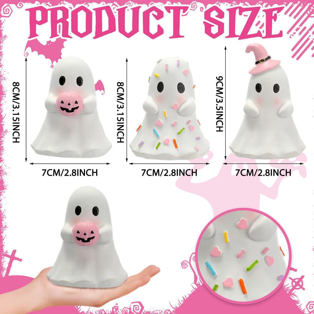Cute pink ghost Halloween decoration ornaments creative home desktop holiday party small ornaments resin craft