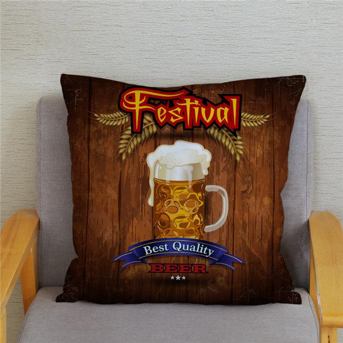 Vintage Beer Cushion Cover Peach Skin Pillowcase Fashion Home Decor Pillowcase Pillowcase