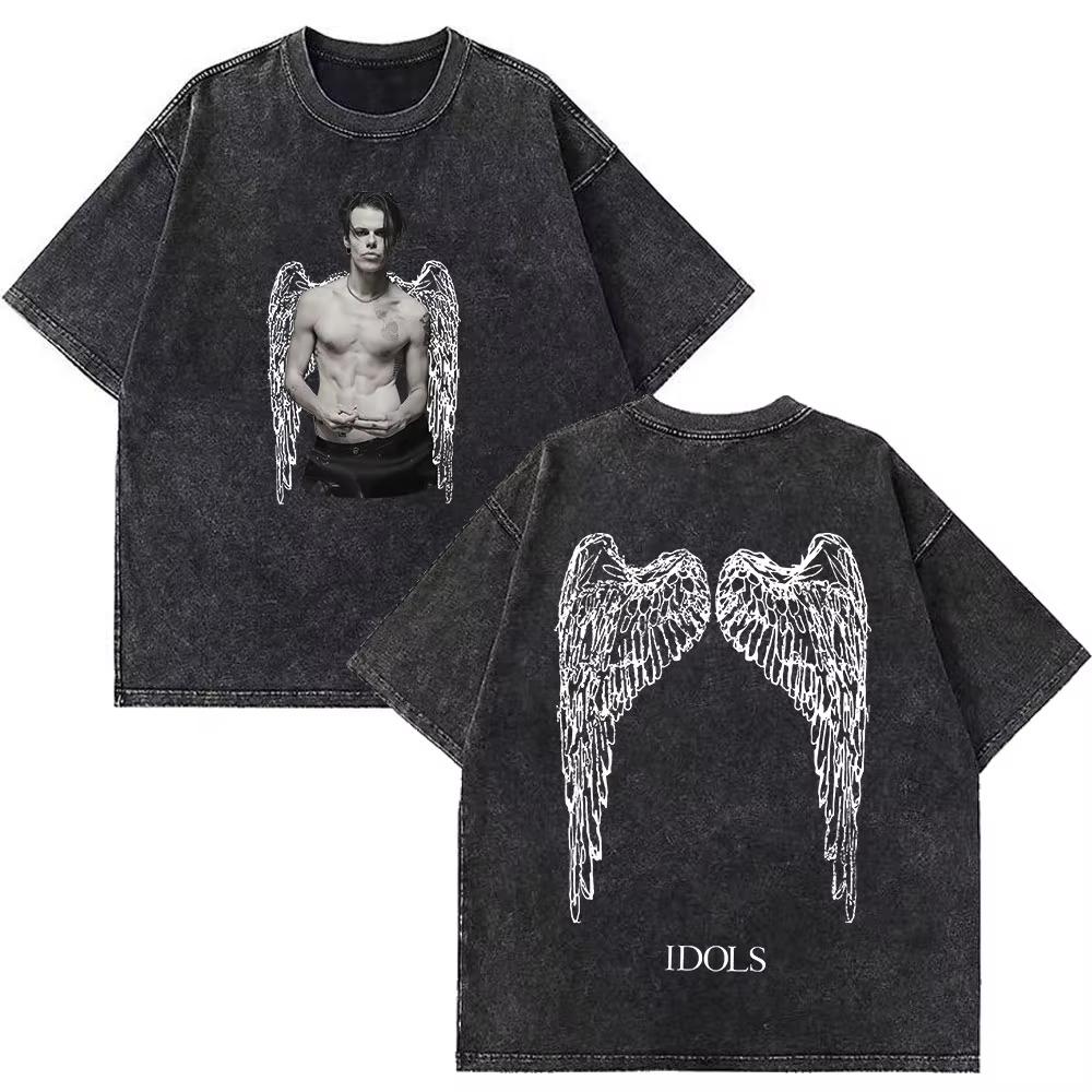 Yungblud IDOLS The World Tour Merch Retro Gewaschenes T-Shirt Herren Damen Hip Hop Rock Kurzarm T-Shirts Übergroße T-Shirts