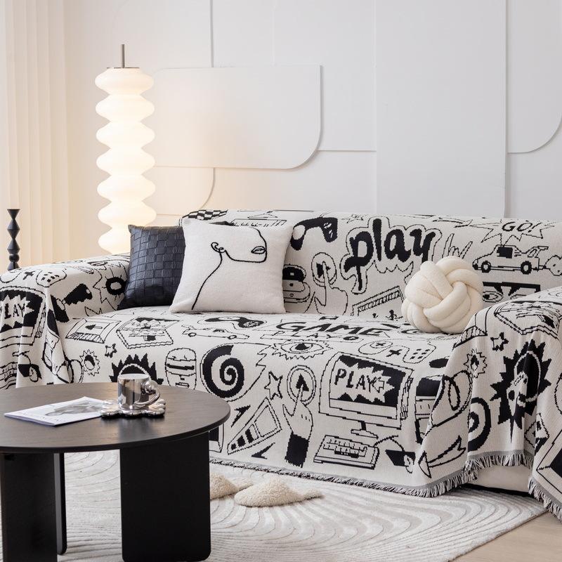 

INS стильный тканевый чехол для дивана, двойной защитный чехол для дивана с рисунком, нескользящий, жаккардовый, нескользящий, жаккардовое полотенце для дивана, подушка для дивана 180*130