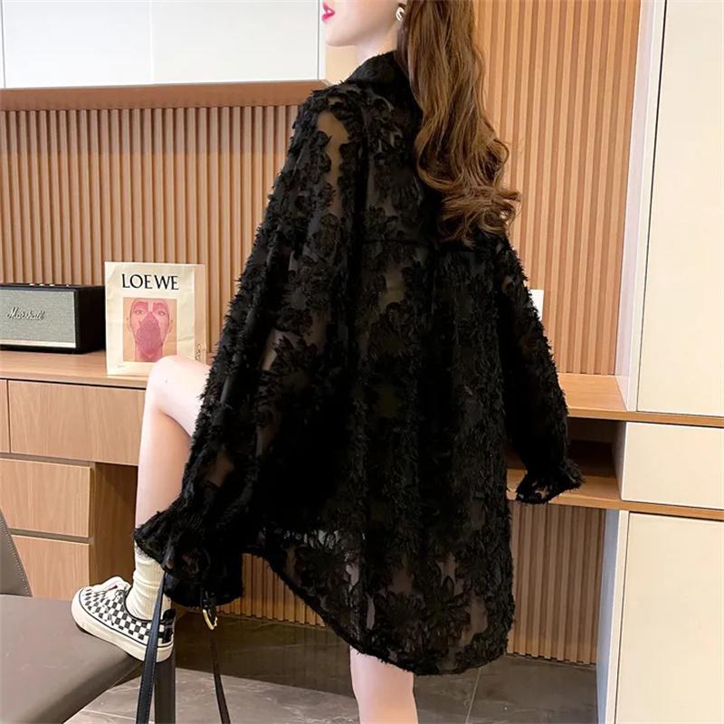 Loose Large Size Lace Sun-Proof Clothes Coat Women Anti-Ultraviolet Thin Outwear Spring Summer Fashion Sun Protection Jacket