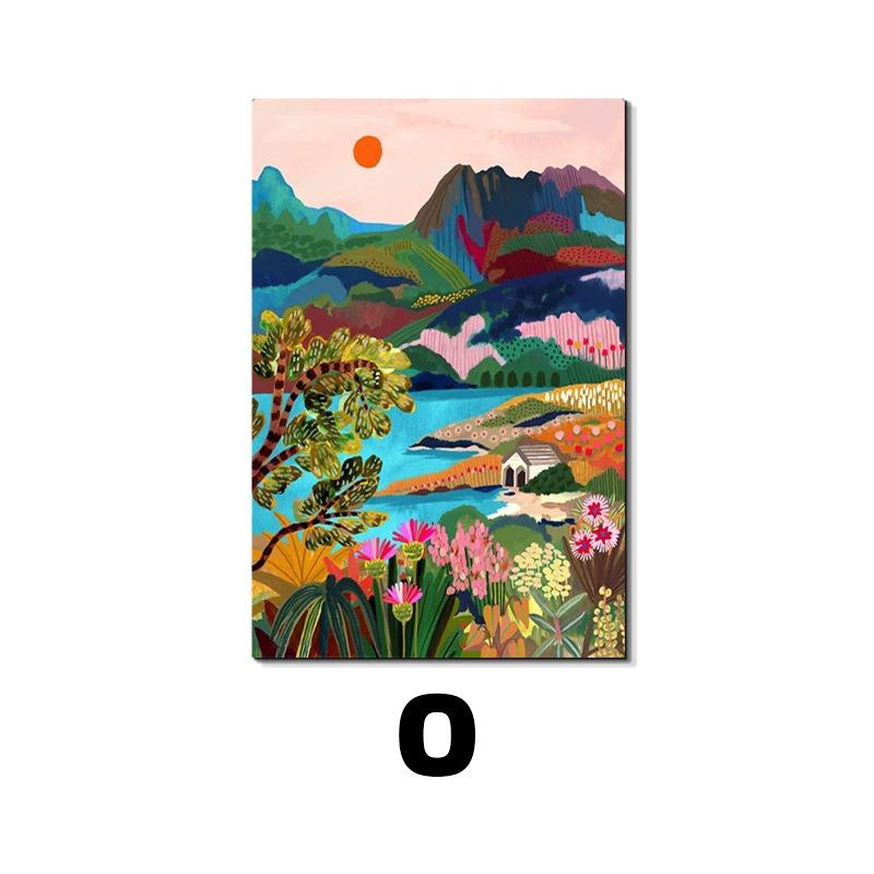 Colorful Travel Mountain City Canvas Painting Abstract Landscape Posters and Prints Wall Art Pictures for Home Living Room Decor