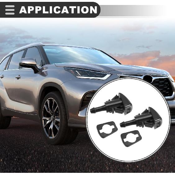 Motoforti Car Windshield Washer Nozzle Wiper Spray Jet, for Dodge Journey 2009-2020, Plastic, 5303833AA/5116079AA, Black, 4pcs