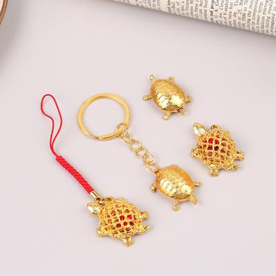Golden Turtle Keychain Pendant Money Lucky Tortoise Ornament Home Office Decor
