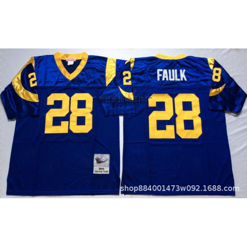 Mens Retro Rams Football Jersey Embroidered Hall Of Fame Tribute Training Uniform American Fans
