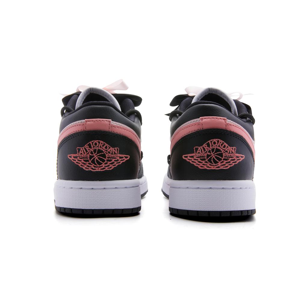 Jordan Air Jordan 1 Slip Resistant Abrasion Resistant Low top Vintage Basketball Shoes Women's Black Pink DC0774-101(Team44-B)