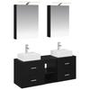 5 Piece Bathroom Furniture Set Black Oak Engineered Wood & Glass