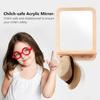 Wooden and Acrylic Wall Mirror for Kids with Hooks and Shelf, Baby Safety Shatterproof Entryway Acrylic Wall Mirror, Unbreakable Wood Frame Toddler