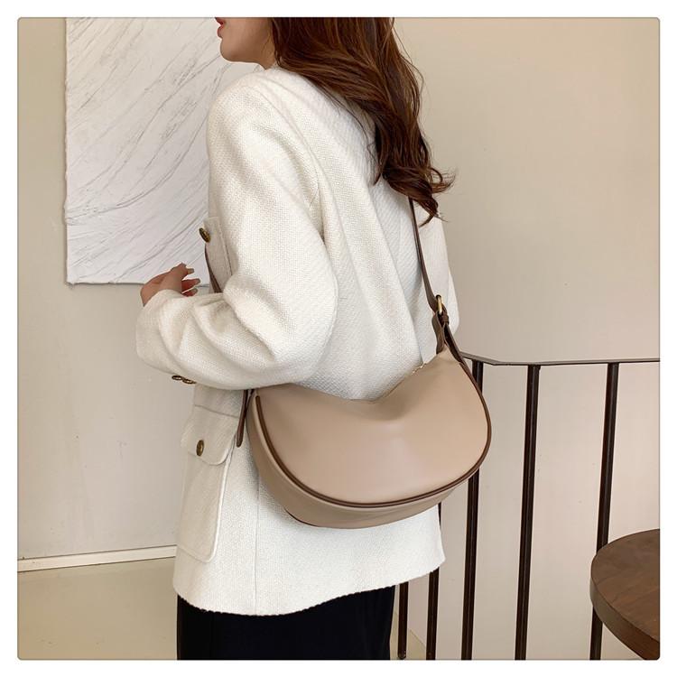 Soft Faux Leather Crescent Moon Bag for Women, Trendy 2026 Minimalist Shoulder Crossbody Purse, Korean Style Fashion Handbag