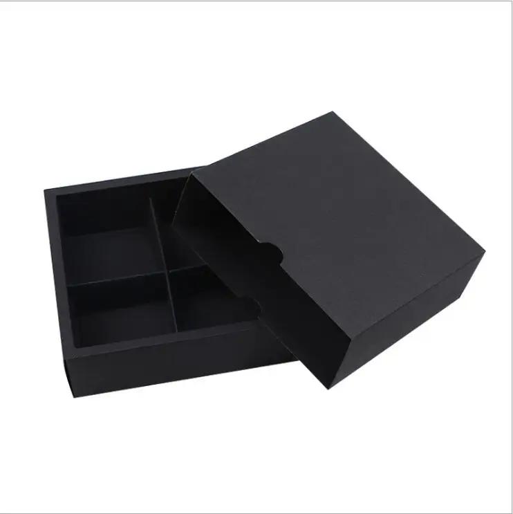 10pcs 4 Holes Kraft Paper Cake Box Moon Cake Souffle Gift Box Frosted Cover Drawer Cupcake Box and Packaging