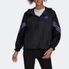 Adidas Striped Half-Zip Packable Sports Hooded Jacket Women Jackets Black H65722