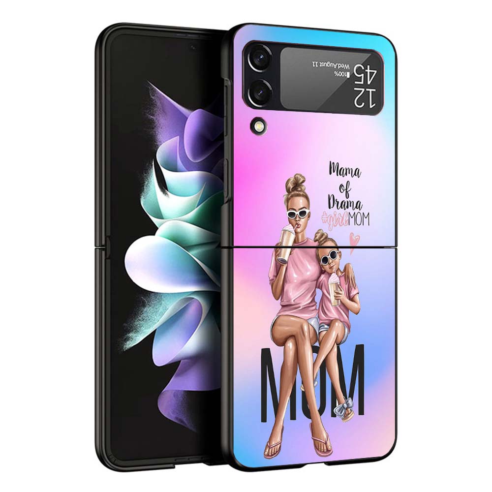 Woman Fashion Girl Super Mom Baby Phone Case For Samsung Galaxy Z Flip7 Flip6 5G Flip5 Flip4 Flip3 ZFlip 7 6 3 4 5 Shockproof Ba