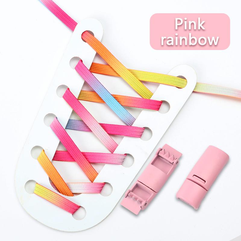 NR.8 1 Par Rainbow Skosnören Magnetisk metalllås Elastiskt skosnöre Inga knytsnören Skosnören Barn Vuxen Snabbspets gummiband Skosnören