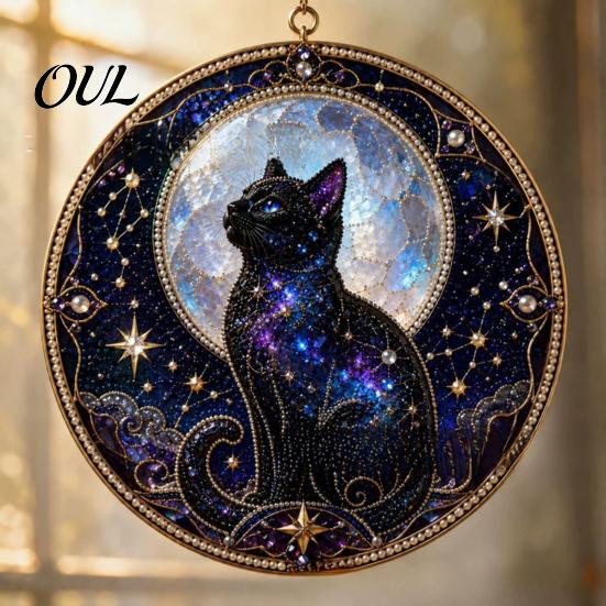 Cute Animal Decoration Black Cat Diamond Art Kits for Adults Beginners, DIY Material Package, Healing Craft Hobby Painting Set Home Wall Decor
