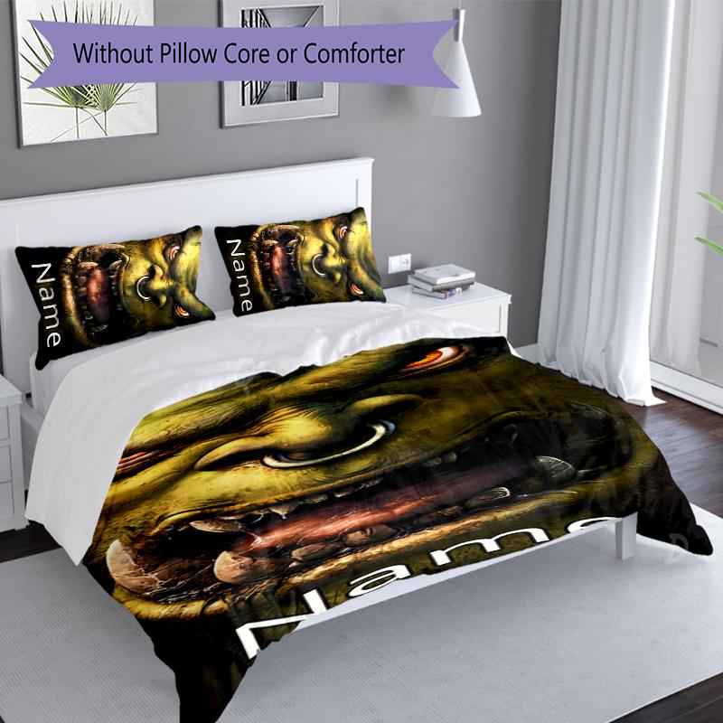 3pcs Custom Name World of Warcraft Bedding Set,Includes 1 Duvet Cover and 2 Pillowcases,All-season Bedroom Decor