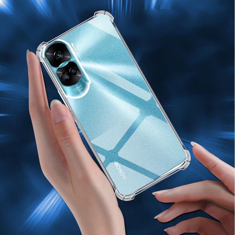 Stoßfestes, durchsichtiges Gehäuse für Honor 90 Lite CRT-NX1, weiche, transparente Silikon-Rückseitenabdeckungen für die Telefonkamera des Honor 90 Lite