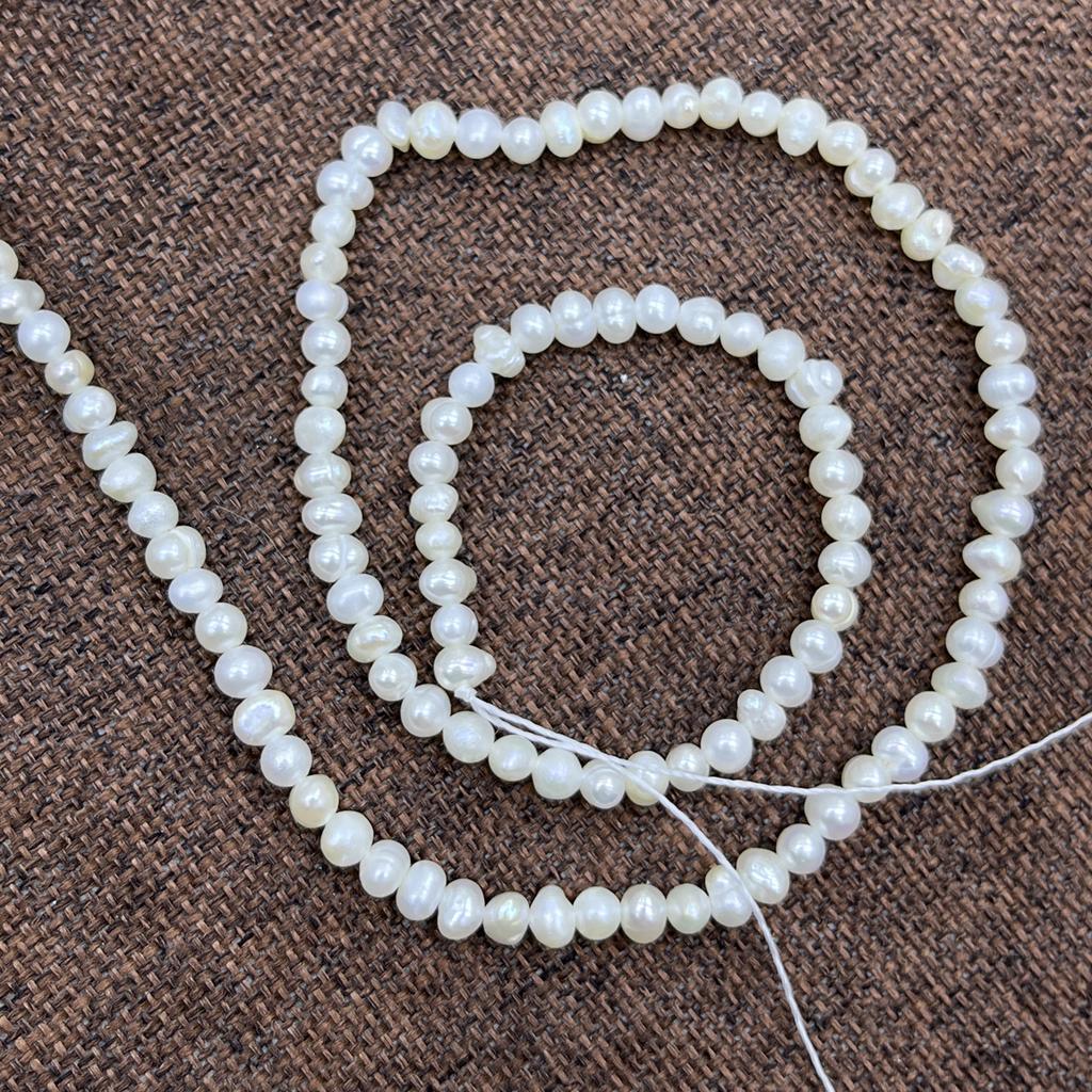 1String, White Natural Freshwater Pearls Beads for Jewelry Making DIY Crafts (Beads 3-4mm, Length 36cm)