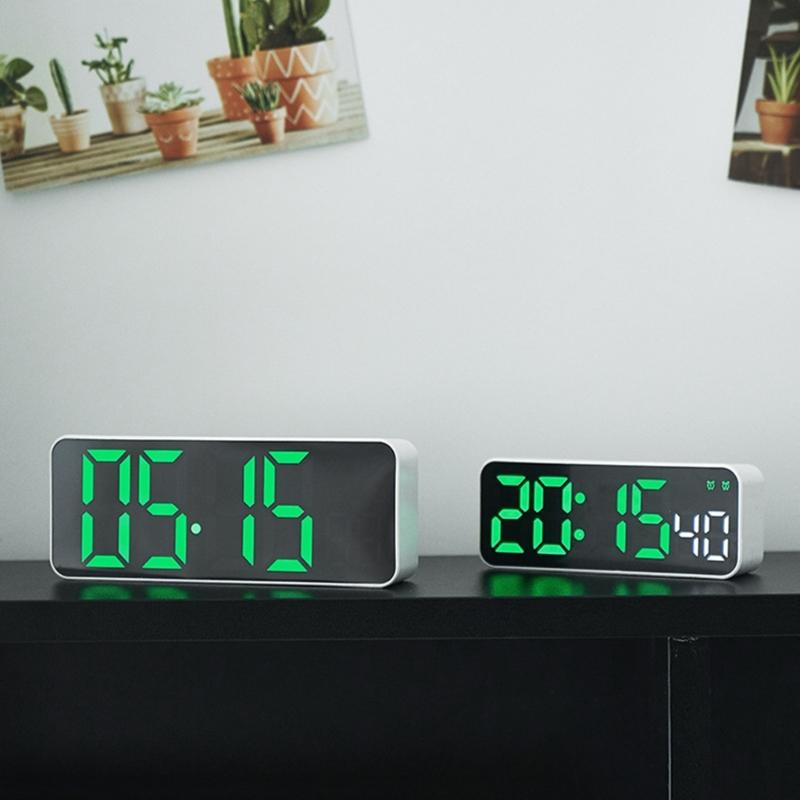 Multifunctional Digital Clock LED Display with 2 Alarms Temperature Monitors and Date for Students and Professional