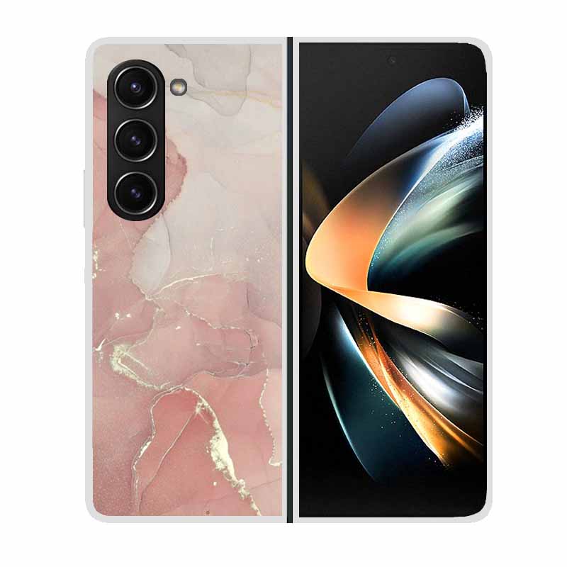 For Samsung Galaxy Z Fold 5 ZFold5 Cases Marble Transparent Shockproof Protection Hard Back Cover For Samsung Z Fold 5 5G Cases