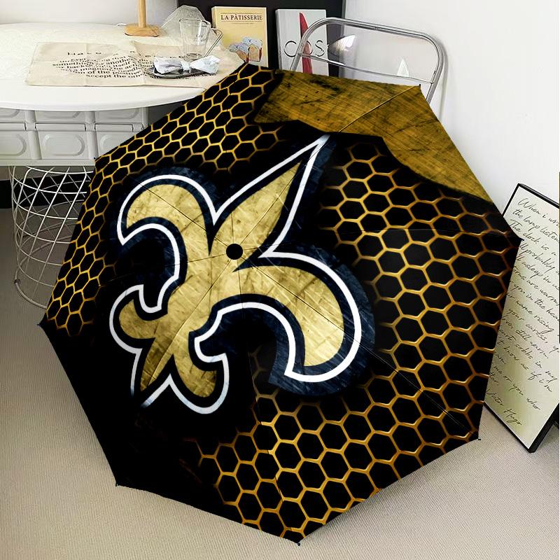 Who Dat Nation Football Umbrella Folding Umbrella, Automatic Umbrella 8-Frame for Travel, Camping Use Gift for Halloween Christmas