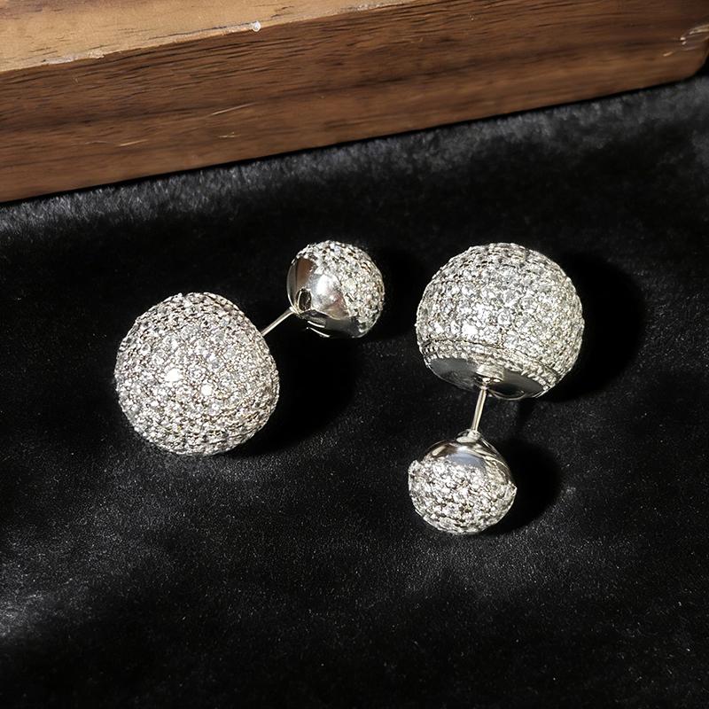 Xiaomi Huitan Double Ball Women Stud Earrings Full Bright CZ Versatile Party Daily Trendy Accessories Silver Color Gorgeous Jewelry