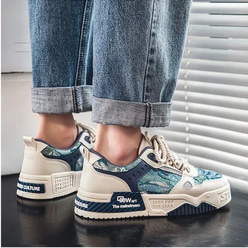 Fashion Men Skateboarding Shoes Canvas Thick Bottom Platform Shoes Comfortable Breathable Vulcanized Shoes Casual Sneakers Student Shoes