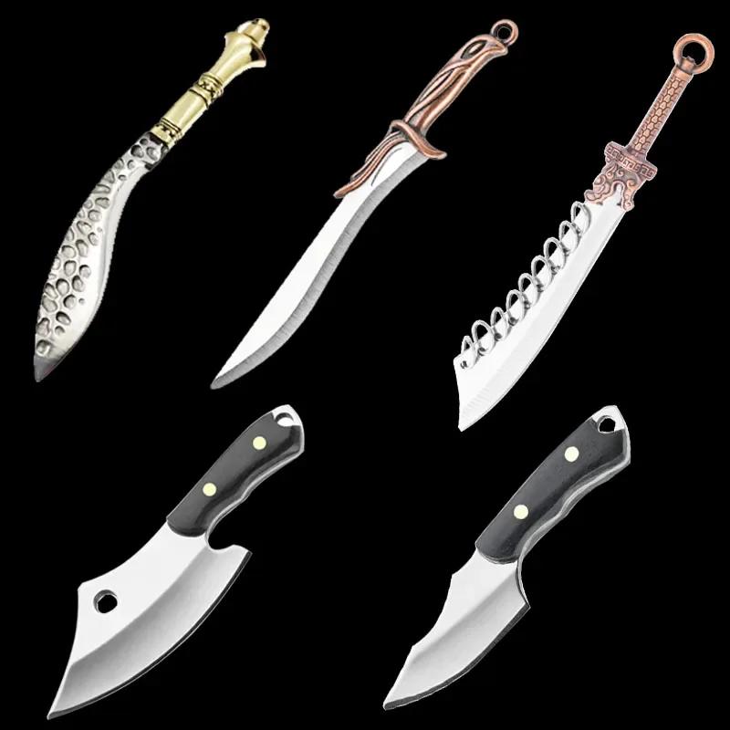 NEW Mini Stainless Steel EDC Knife Portable Outdoor Camping Unboxing Keychain Knife with Leather Case Holiday Gift