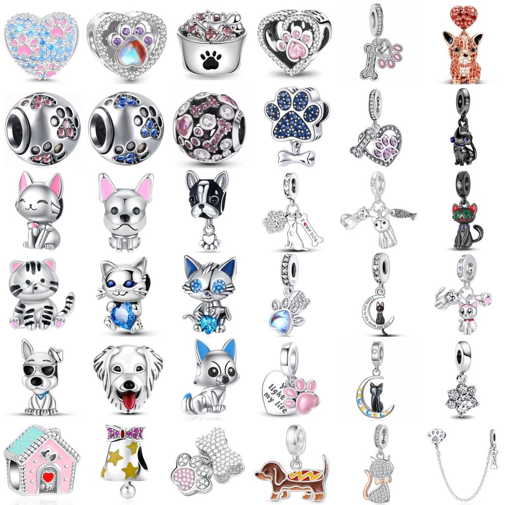 New Copper Pet Series Dog Paw Print Dog House Charm Of Chain Beaded Fit Original Pendant Bracelet Ladies Jewelry
