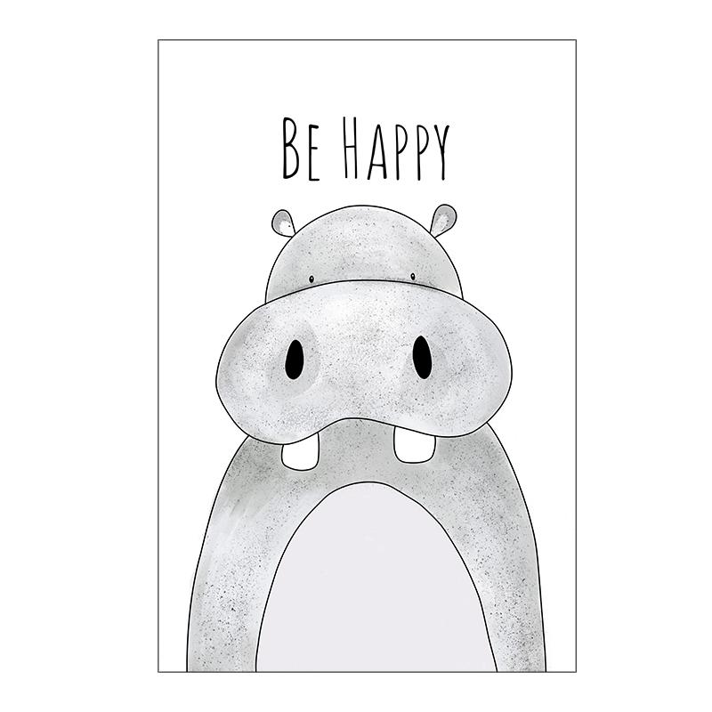 Cartoon Animal Canvas Painting Lion Monkey Crocodile Print Children's Room Wall Decor Elephant Poster for Living Room Home Decor Unframed