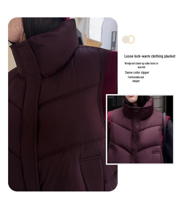 Women's Cotton Stand Collar Vest - 2026 Autumn/Winter Short Loose Fashion Gilet