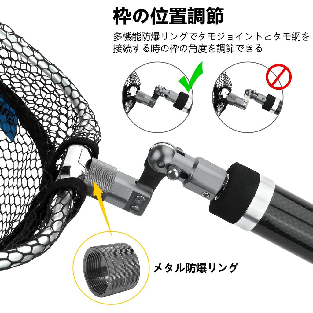 SANLIKE Landing Net, Large Aluminum Landing Net, Foldable Landing Net with Rubber Oval Frame, Large Size, 52 X 65cm, Gunmetal Color