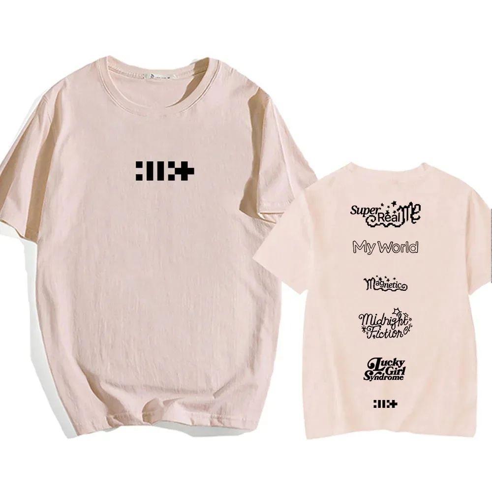 2024 New ILLIT Kpop Band T-shirt Super Real Me Letter Print T-shirt Hip Hop Street Wear Summer Women T-shirt Cotton Comfortable