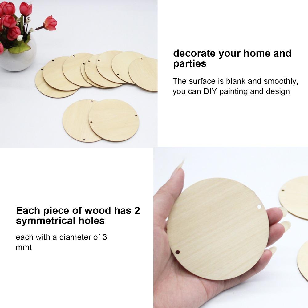 100pcs With Hole Wooden Pendants Round Wooden Circles Wood Handmade DIY Wood Chips Craft Decoration