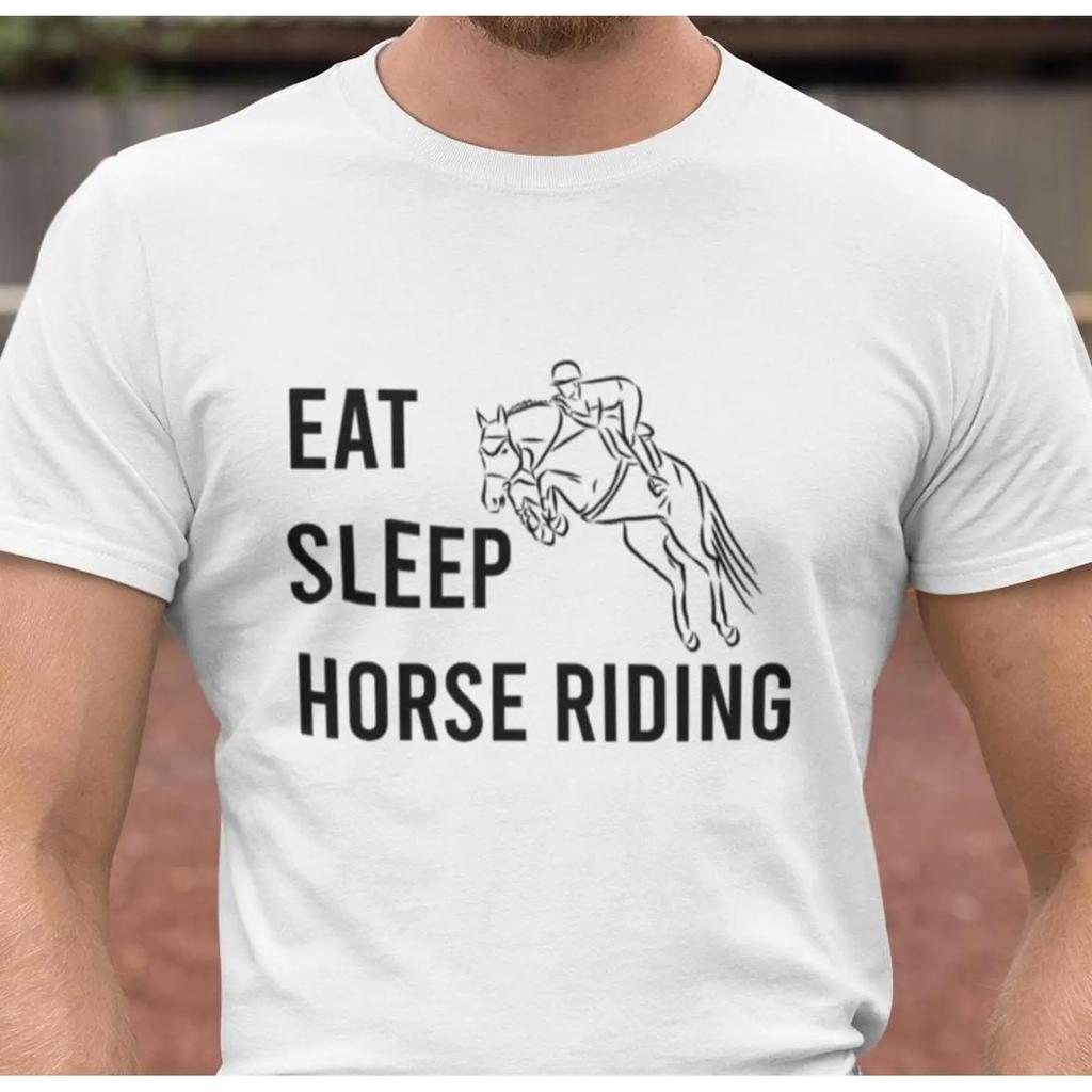 Eat Sleep Horse Riding Funny Quote T Shirt Equestrian Show Jumping Rider For Casual Birthday Present Vintage Graphic