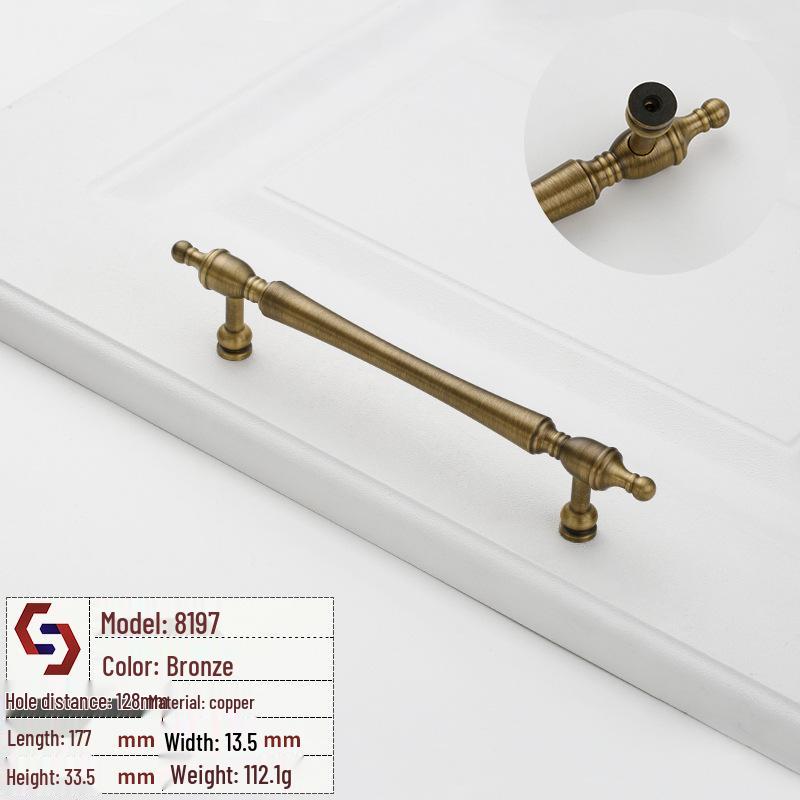 Vintage Brass Handle for Wardrobes, Cabinets, Drawers, and French Doors - Single Hole Light Luxury Style Furniture Hardware