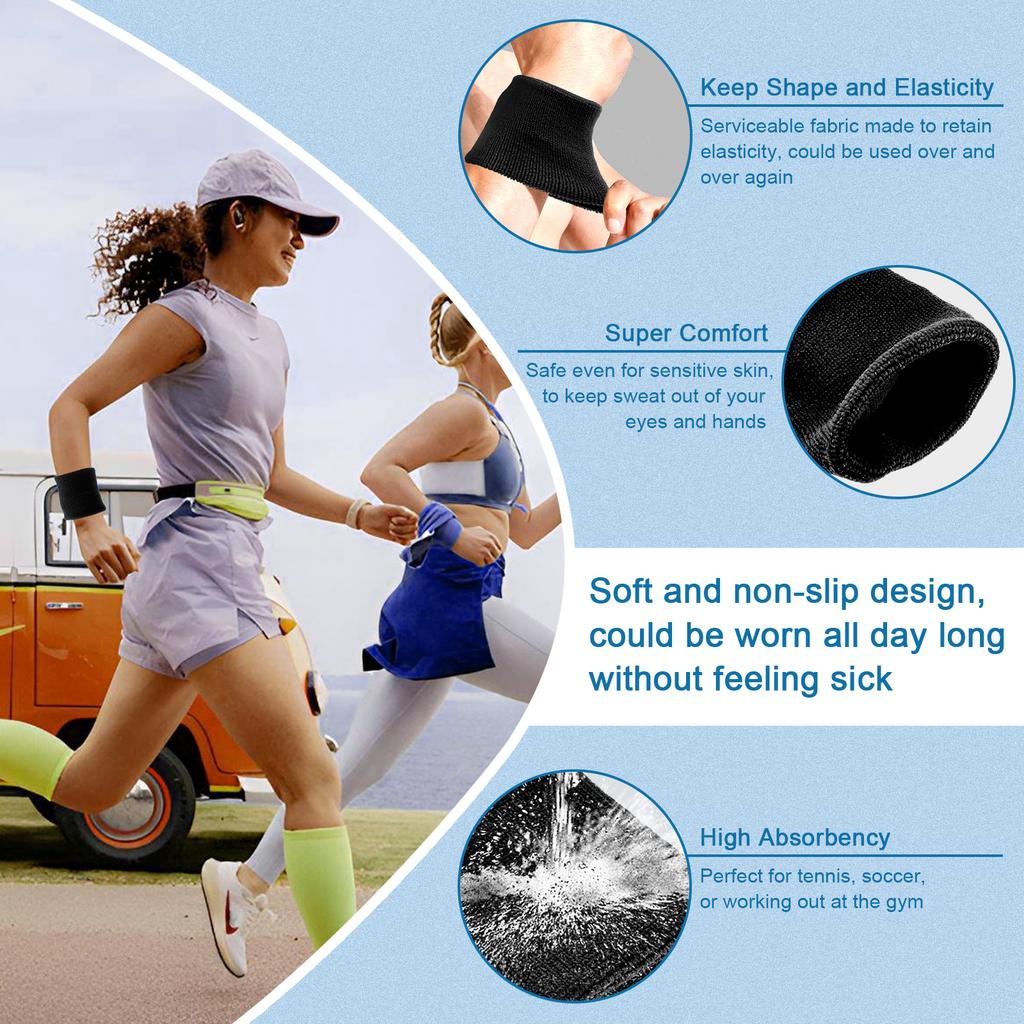 2 Pack High Elastic Sweat Wristbands Set, Fashion Moisture Wicking Breathable Sports Sweatbands for Daily Workout Running Fitness Outdoor Activities