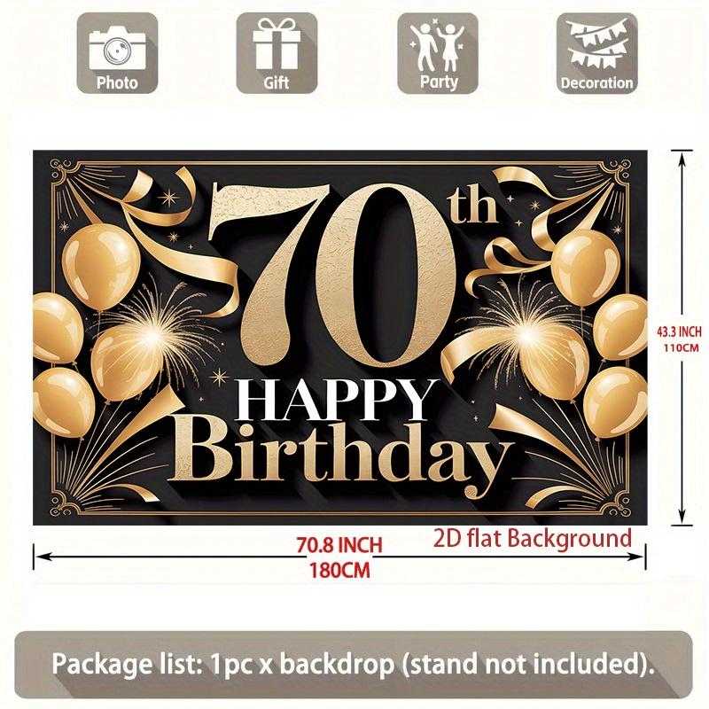 1pc Birthday 70th Gift Box Photo Booth Party Banner Polyester